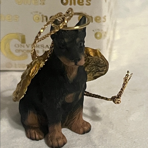 🐶 Tiny Ones Dog Ornament Doberman Pinscher black and tan Angel wings w box - Picture 1 of 4